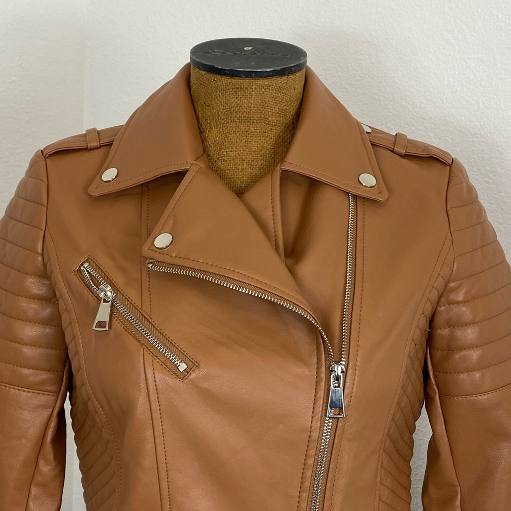 Azalea Wang Faux Leather Biker Jacket L Crop Quilted Detail Nordstrom Rack NWT - Picture 2 of 12